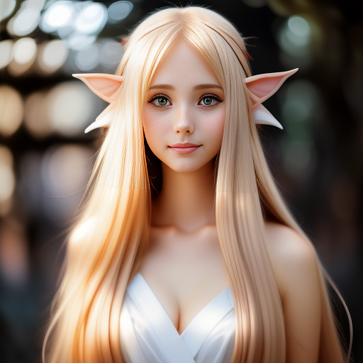 Elf maiden with half side of face burnt, long pale hair covering half of face in anime style