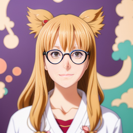  a bespectacled giraffe in anime style