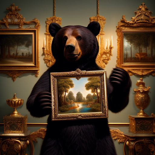  a wild bear with a lot of cables in his hands

 in rococo style