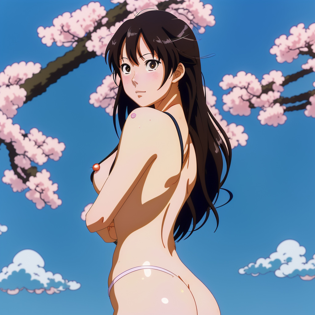 A fully nude asian women in anime style