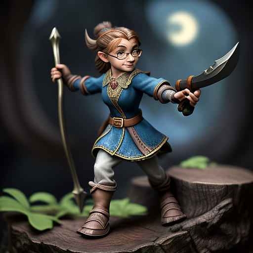 Halfling mage wearing glasses with bow and quiver on back, high quality, hairy feet, fantasy in disney painted style