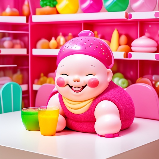 Chubby and pink person being satisfied in kids painted style