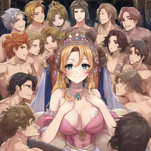 Princess having sex with 10 guys in anime style