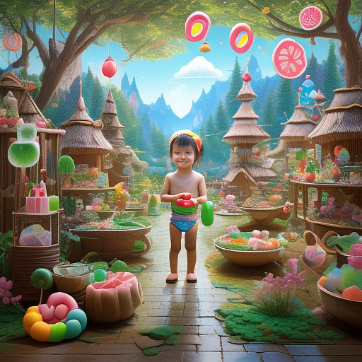 Child, ahe gao, realistic, naked in kids painted style