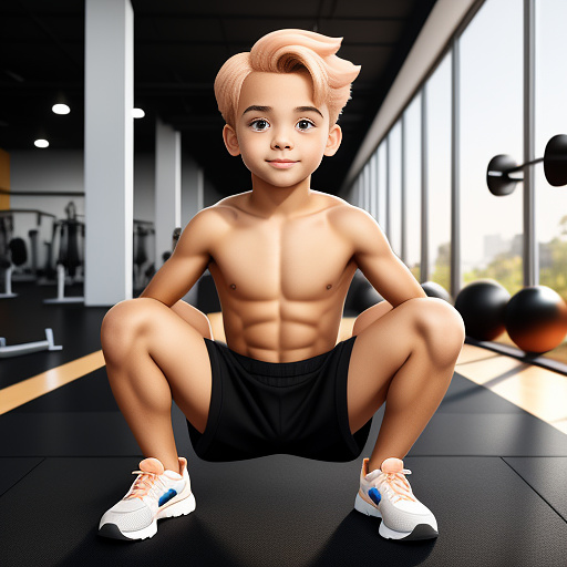 Boy peach at the gym in disney painted style