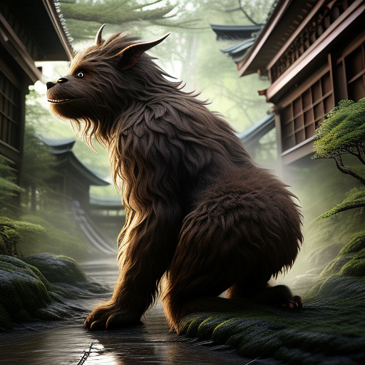 Photorealistic high quality a light jungle clearing shows a large menacing brown-furred snarling wookiee-goblin creature bent over his struggling fighting helpless naked prey, forcefully restraining his naked twenty year old victim, who battles against the dark menacing nightmare wookiee as he tackles her down on the wet, muddy ground. in anime style