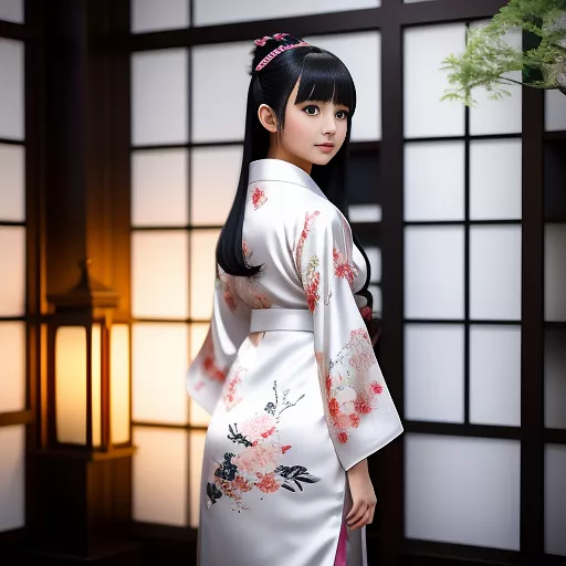 Ffxiv aura girl in kimono outfit  in anime style