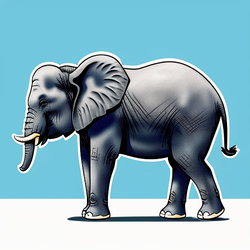 Cute elephant outline in anime style