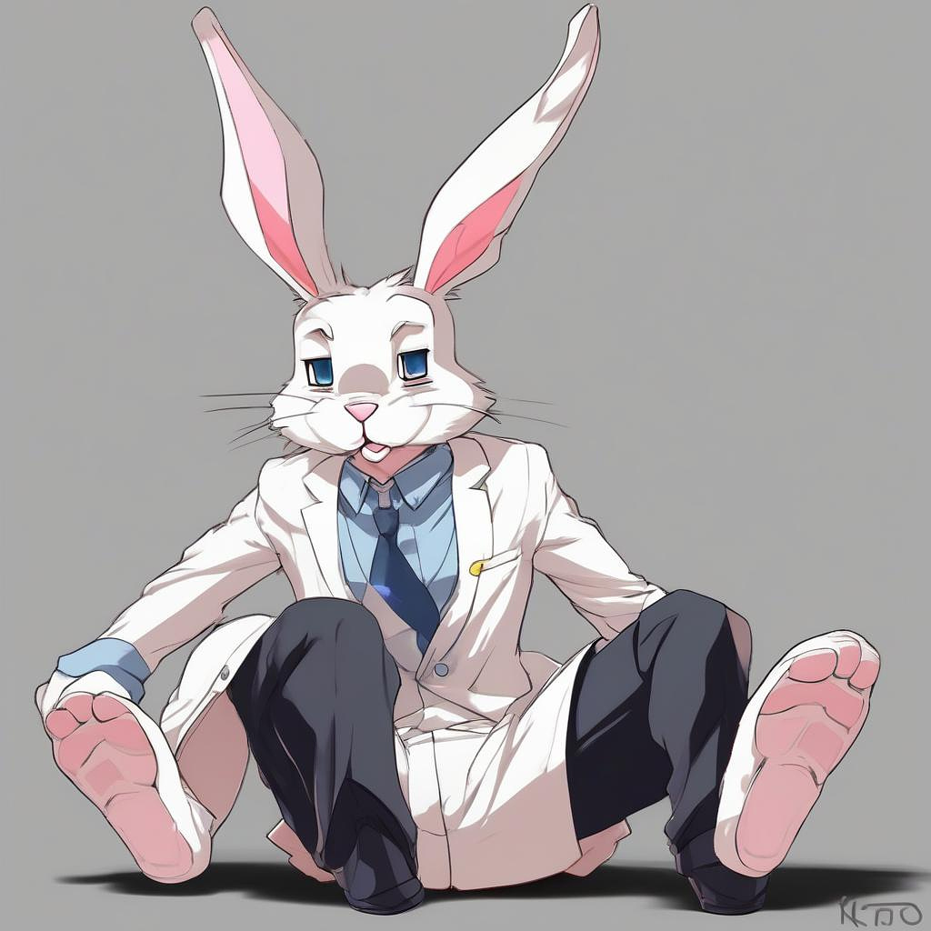 Anthropomorphic male bunny spanked anime