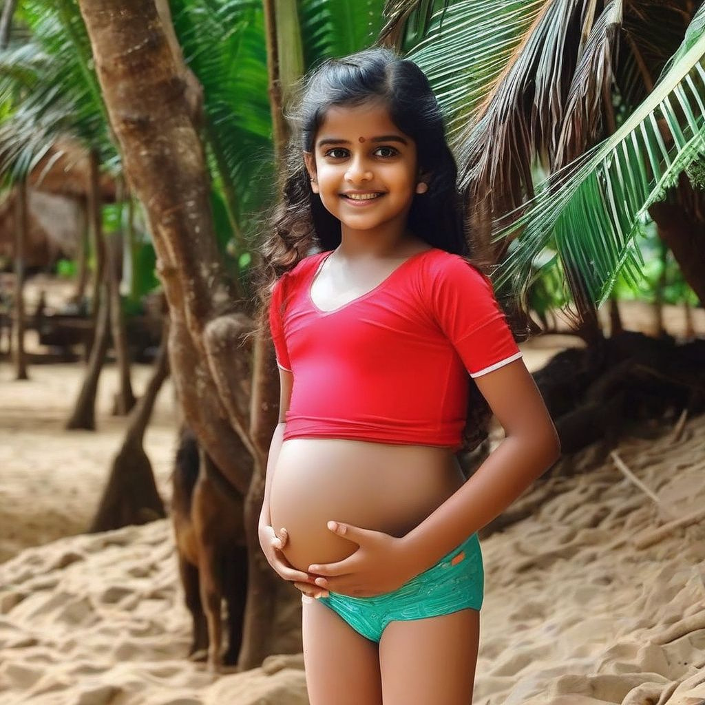 11 yrs old pregnant girl in bikini 👙 in kerala style  in custom style