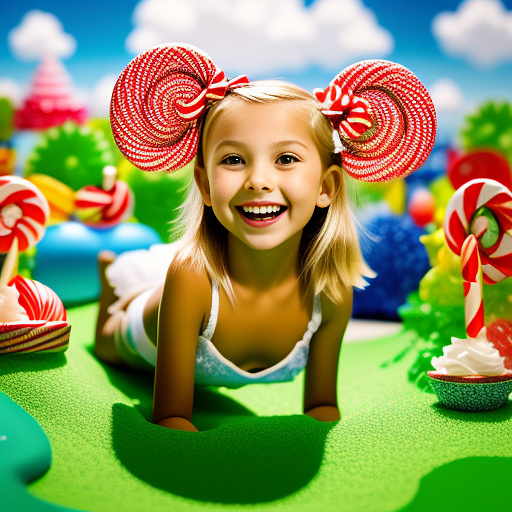 9 year old flat chested 
blonde girl in tight white 
bikini looking back at camera mouth open  in kids painted style