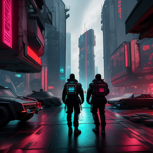 Futuristic russian special forces in cyberpunk style