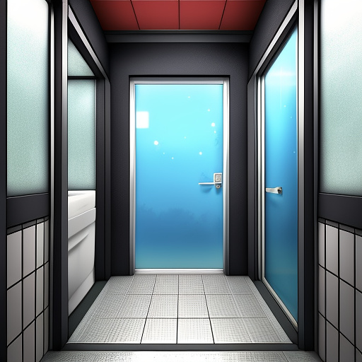 Bathroom door locked in anime style