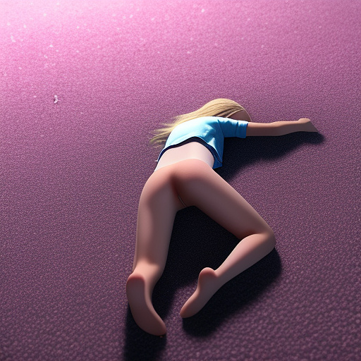 Ultra realistically a 13 year old girl lies unconscious on the ground fell sperm runs out of pussy and butt in custom style