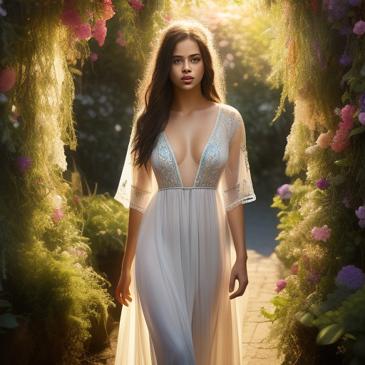 1girl, fairuza balk (age 18), stunning detailed eyes, sheer airy gown with flower embroidery, nude underneath, walking through a well tended flower garden, midday, full body shot, 1990s, (best quality,4k,8k,highres,masterpiece:1.2),ultra-detailed,(realistic,photorealistic,photo-realistic:1.37),hdr,uhr,studio lighting, ultra-fine painting,sharp focus,physically-based rendering,extreme detail description,professional,vivid colors,bokeh,portrait
 in custom style