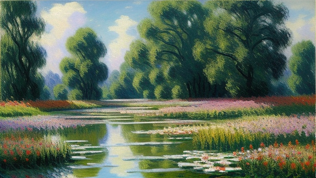 Oil painting, flowers, by claude monet  in custom style