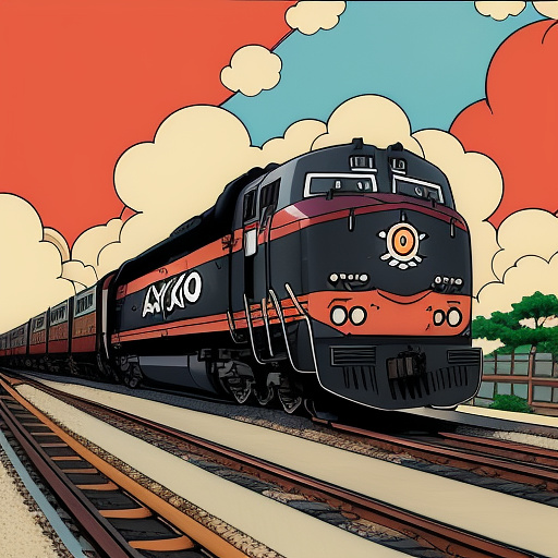 Just head of the train with the shape like a cat with moustache and cat's ear in anime style