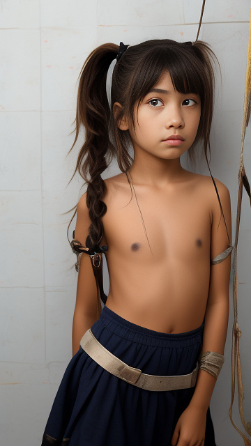 Tied up, 10 year old girl in custom style