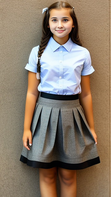Girl, 14 years old, skirt, looking up the skirt in custom style