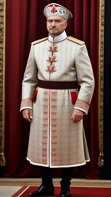  polish king wearing a  skin dress kashuby stanting  in custom style
