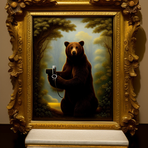  a wild bear with a soldering iron

 in rococo style