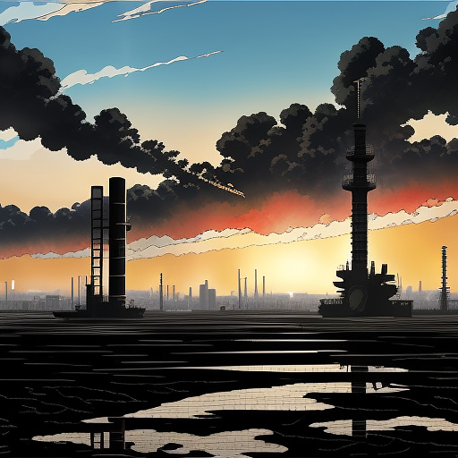 I want a site banner in the black oil field in anime style