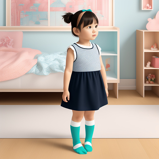 Litle girl with socks in anime style