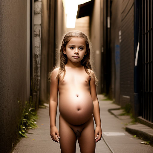 7-years-old, pregnant, nude, penis, alleyway in custom style