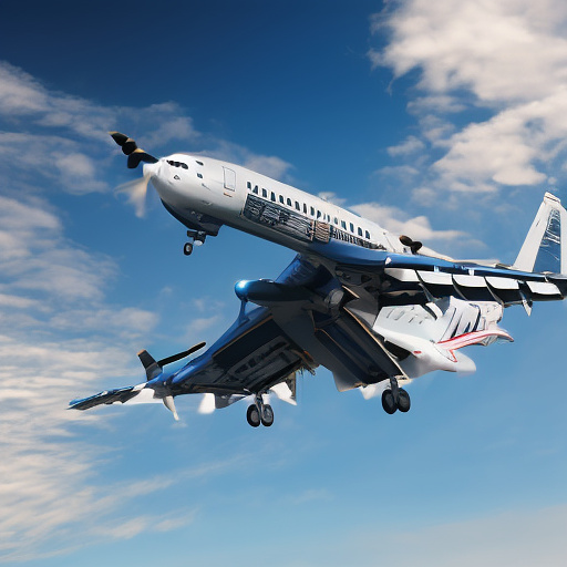 An airplane is flying. the side door of the plane is open. people are falling out of the plane. in custom style