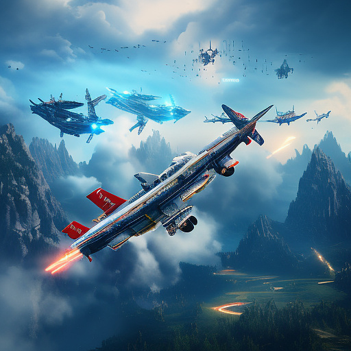 Plane crash in the air in angelcore style