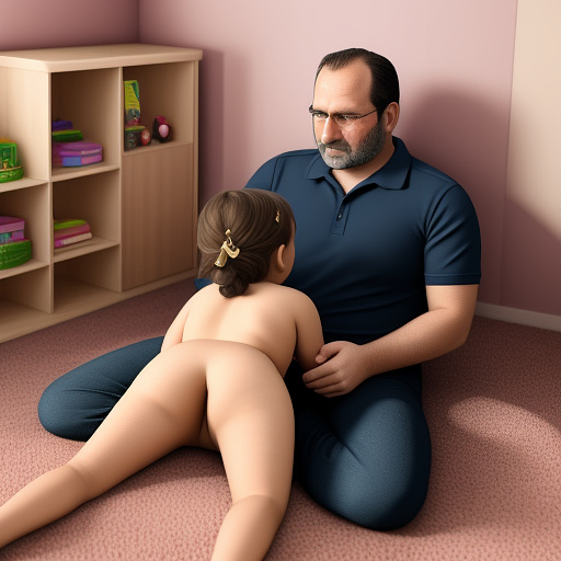 Ultra realistically a 9 year old girl and a 40 year old man in the children's room have sex in custom style
