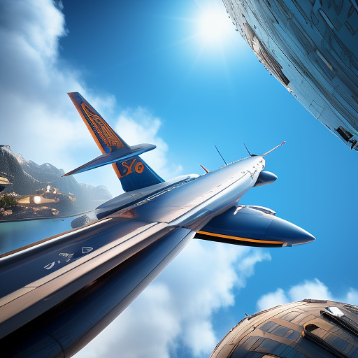 Funny plane is flying. the side door of the plane is open. people are falling out of the plane. in disney 3d style