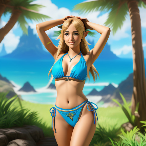 Breath of the wild stylized zelda bikini with both arms up