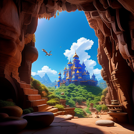 Disney's aladdin the cave of wonders as a bird in disney 3d style