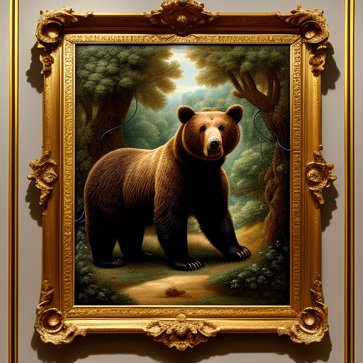  a wild bear that got stuck in a lot of wires

 in rococo style