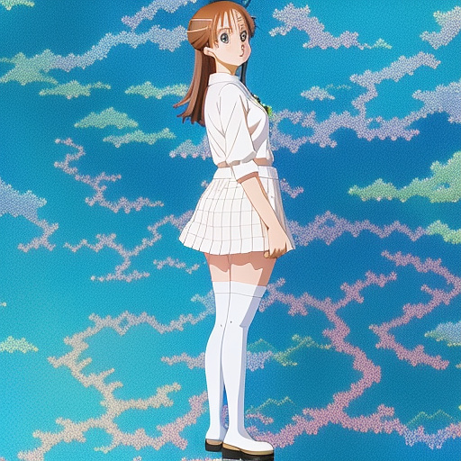 12 year old girl thigh socks full body in anime style