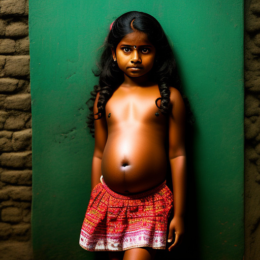 A 11 yrs old pregnant girl in kerala style revealing her belly  in custom style