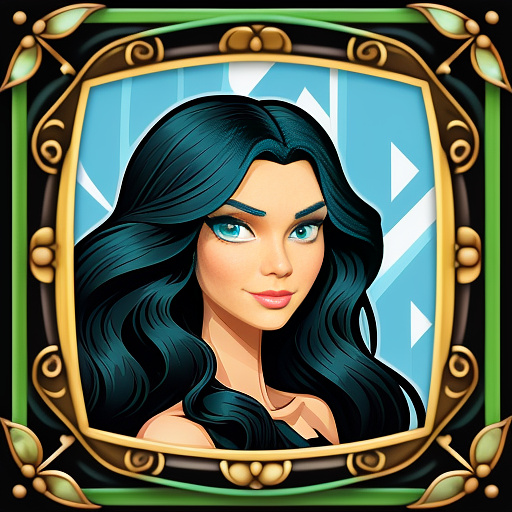 Create beautiful tall girl with black long hair and  blue eyes and green dress in disneyland. in disney painted style