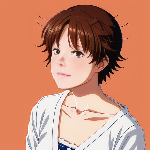 A beautiful woman with short hair is licking one. in anime style