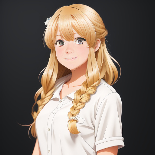 Cute young woman with blonde hair in anime style