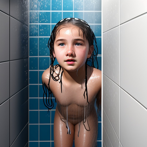 Ultra realistically 13 year old girl is fucked in the shower, sperm runs out of her wet pussy in custom style