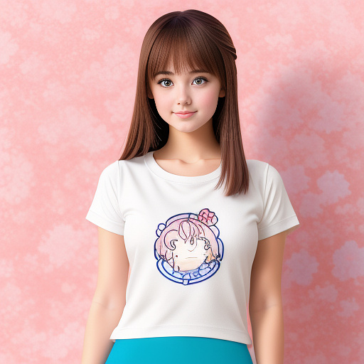 Girl in short t-shirt and tights
 in anime style