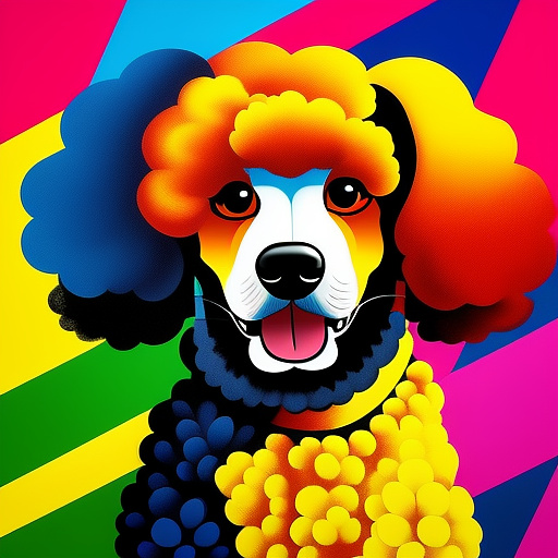 A poodle in the art style of realistic pop art in custom style