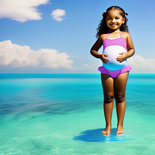 10 year old girl pregnant in a bathing suit  full body cute  in custom style