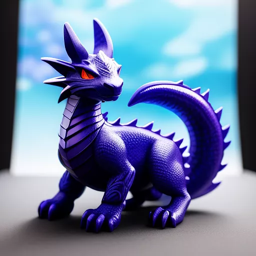 A little blue dragon with purple shades in anime style