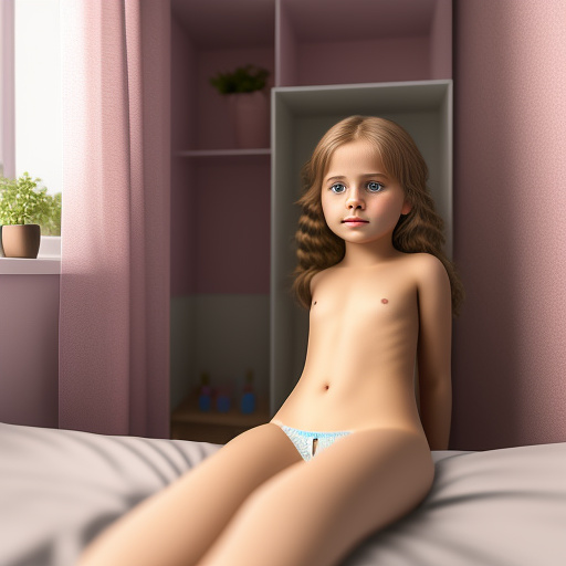 Ultra realistic in my room sits a sweet 10 year old german girl without panties, you can see her pussy in custom style