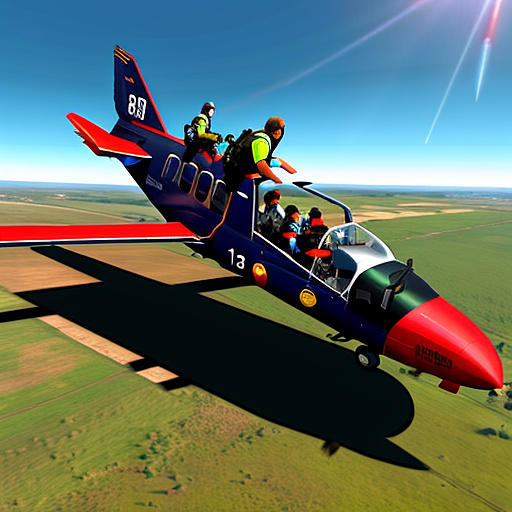 People fall out of a flying plane in custom style