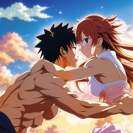 Two people fighting in anime style