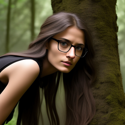 Ultra realistically a 22 year old german girl with black braid with glasses and brown eyes 1.70 tall thin in the forest a 40 -year -old man rapes her and penetrates with his penis into her vagina in custom style