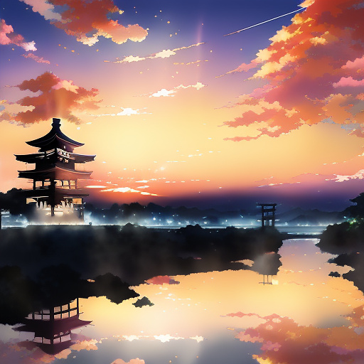 A sunset in anime style